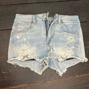 American Eagle Outfitters Light Blue Distressed Jean Shorts